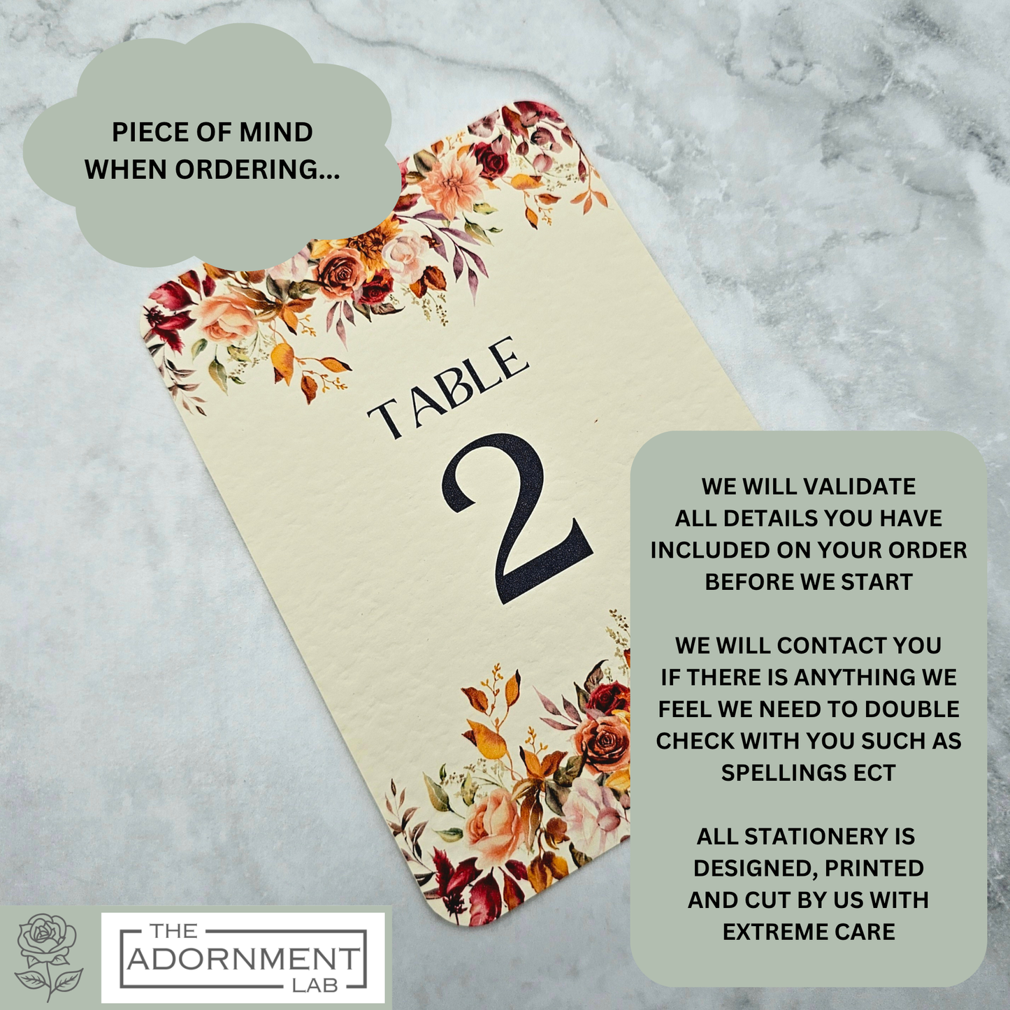 Autumn Fall Flowers Design - Table Number Cards