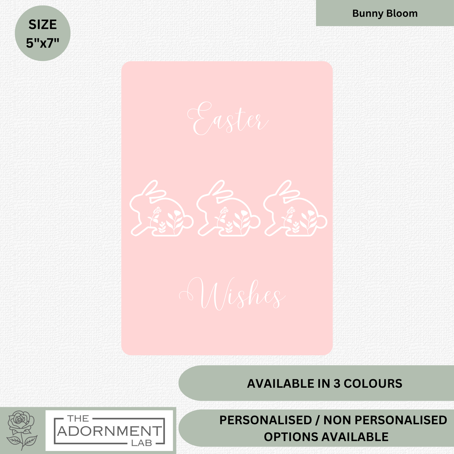 Bunny Bloom - Easter Wishes - Greetings Card - Pink