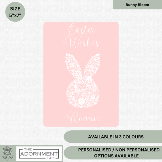 Bunny Bloom Silhouette - Easter Wishes - Greetings Card - Pink (Personalised)