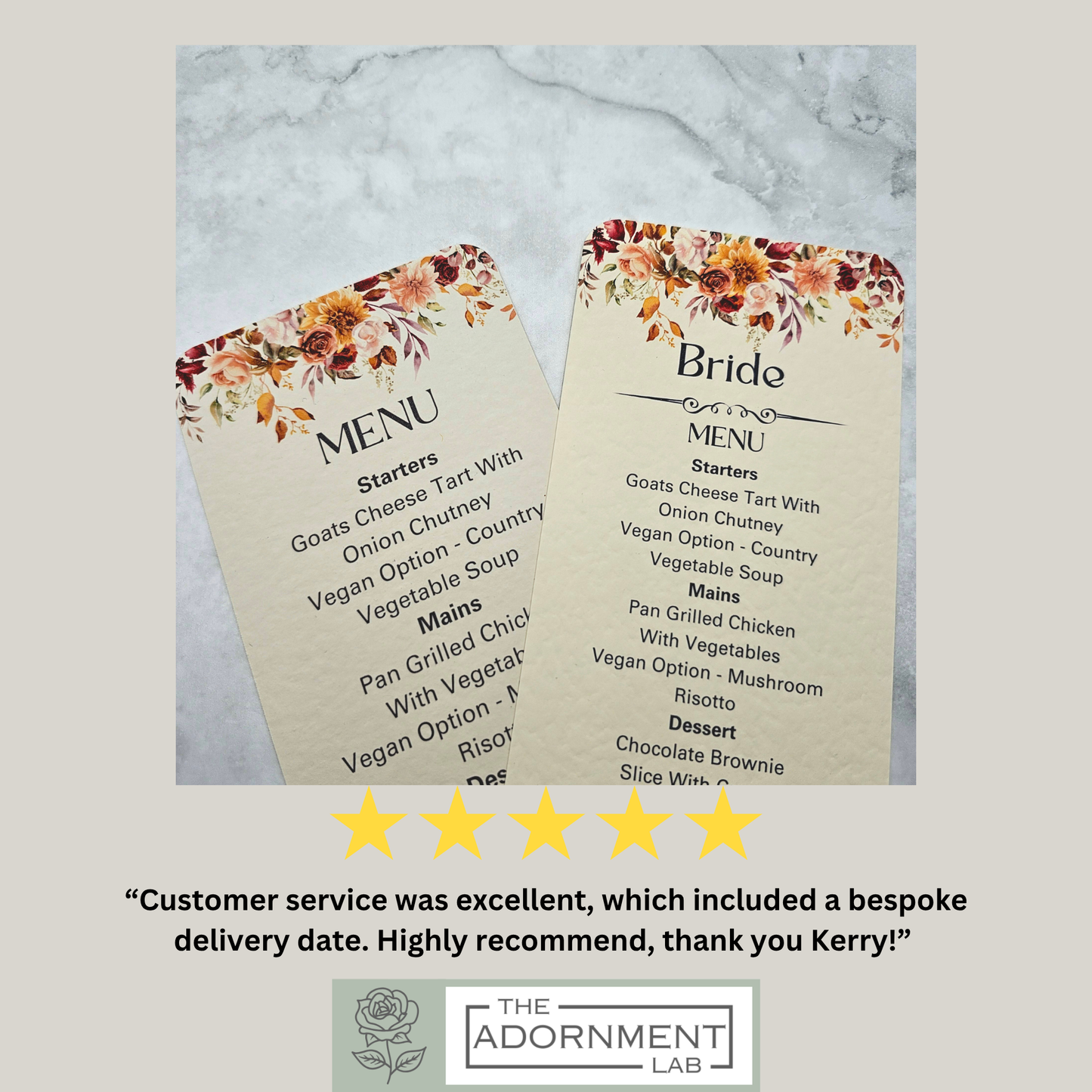 Autumn Fall Flowers Design - Slim Menu Cards (With Guests Names)