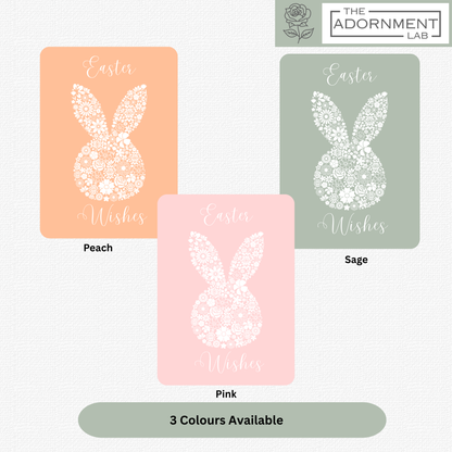 Bunny Bloom Silhouette - Easter Wishes - Greetings Card - Pink