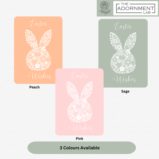 Bunny Bloom Silhouette - Easter Wishes - Greetings Card - Sage