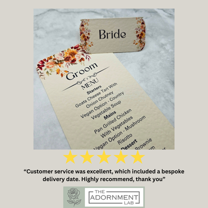 Autumn Fall Flowers - Slim Menu Place Card
