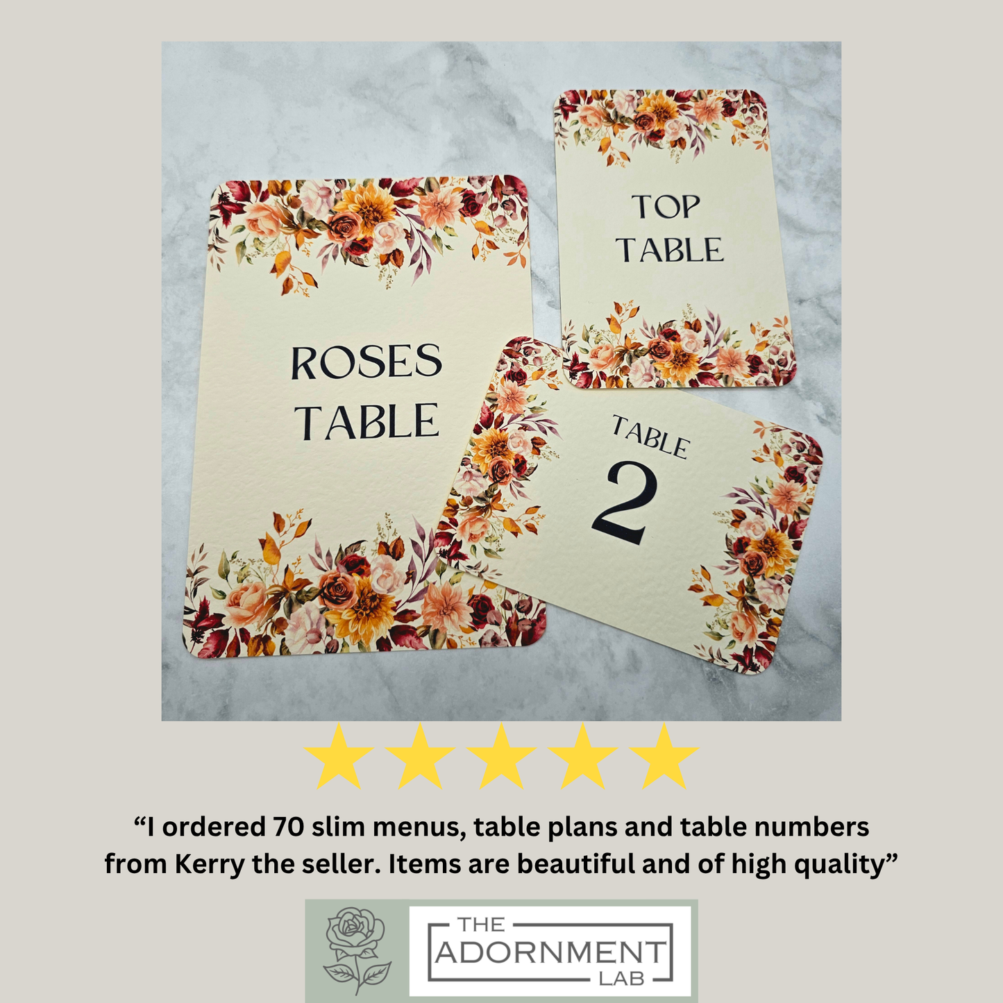 Autumn Fall Flowers Design - Table Number Cards