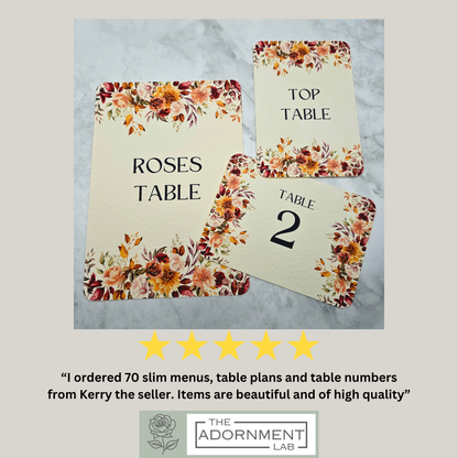Autumn Fall Flowers Design - Table Number Cards