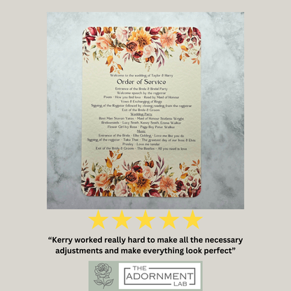 Autumn Fall Flowers Design - Order of Service
