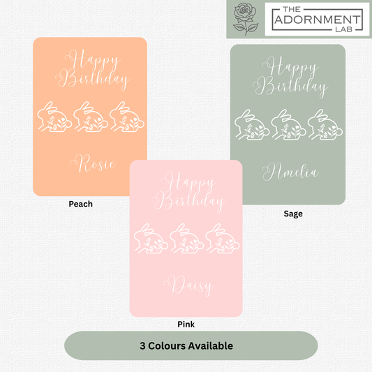 Bunny Bloom - Happy Birthday - Greetings Cards - Sage (Personalised)