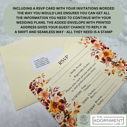Autumn Fall Flowers Design - A6 RSVP With Menu Choices
