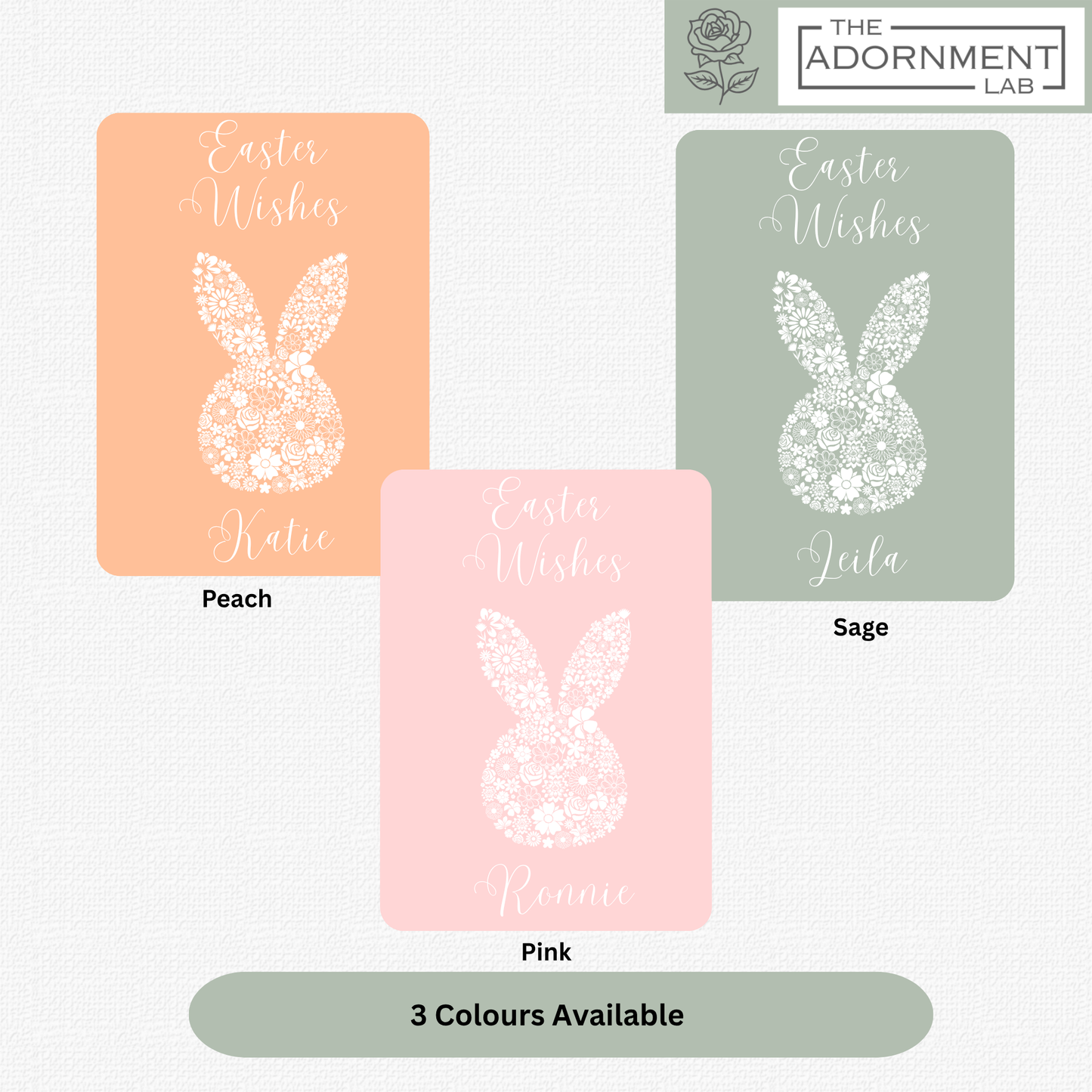 Bunny Bloom Silhouette - Easter Wishes - Greetings Card - Pink (Personalised)
