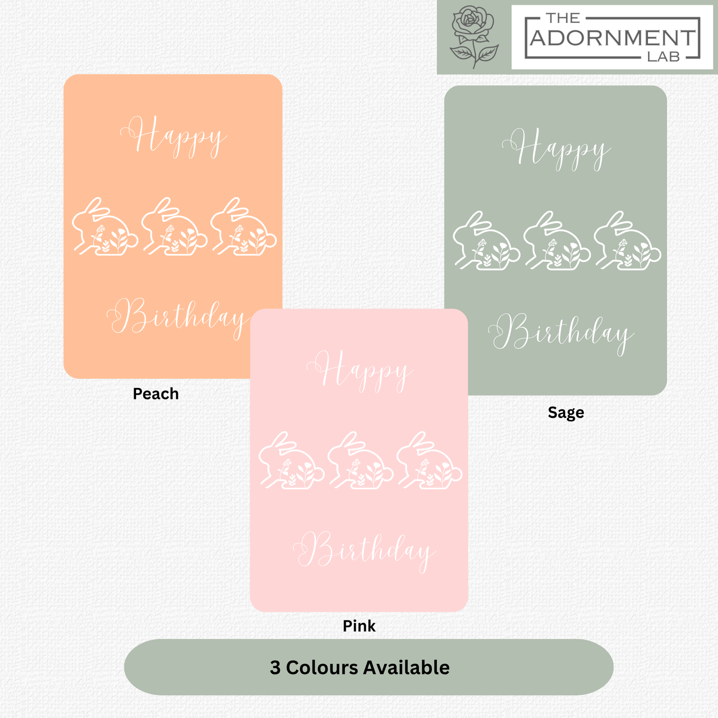 Bunny Bloom - Happy Birthday - Greetings Cards - Sage