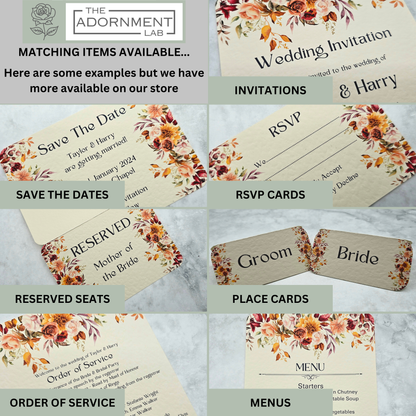 Autumn Fall Flowers Design - Table Number Cards