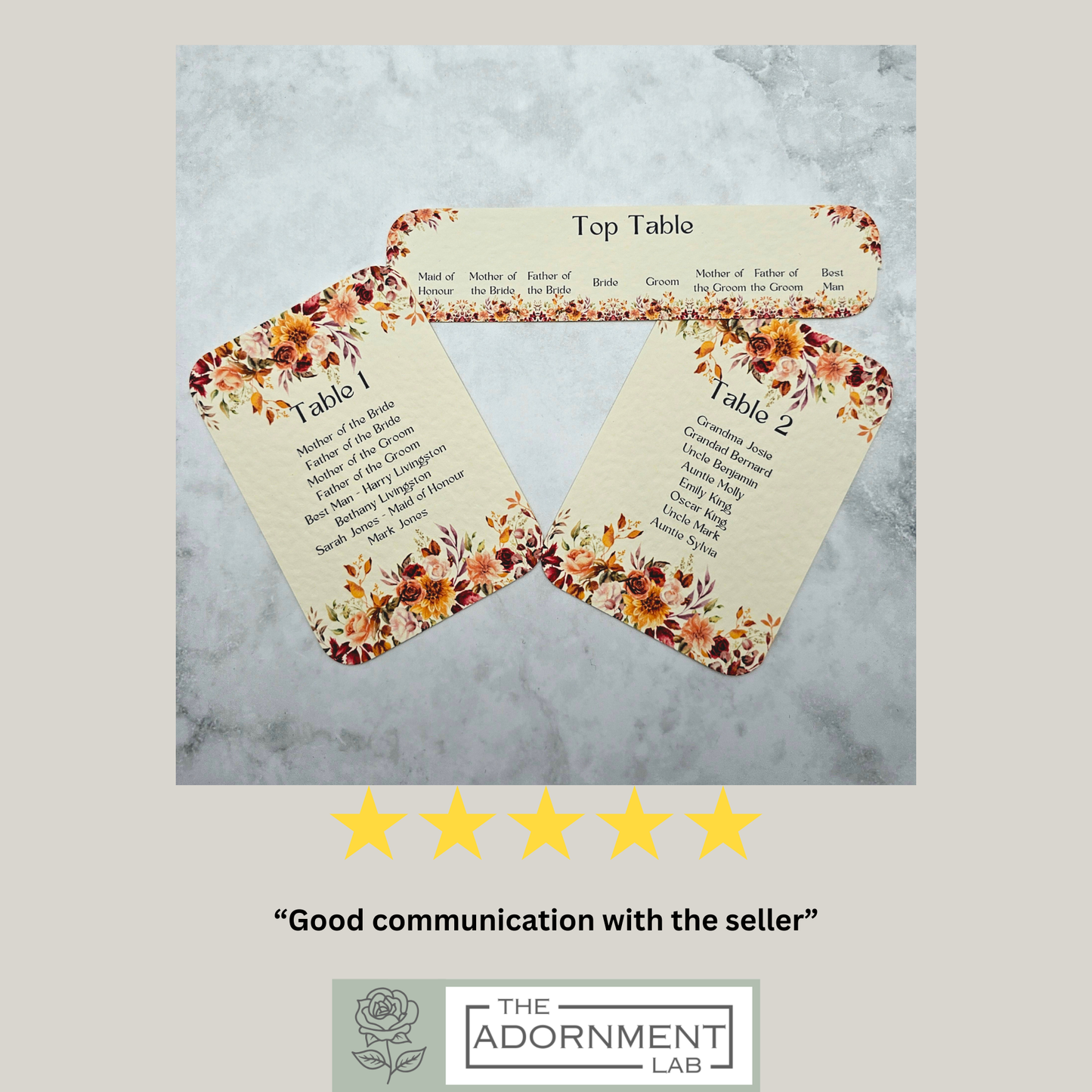 Autumn Fall Flowers Design - Table Plan Cards